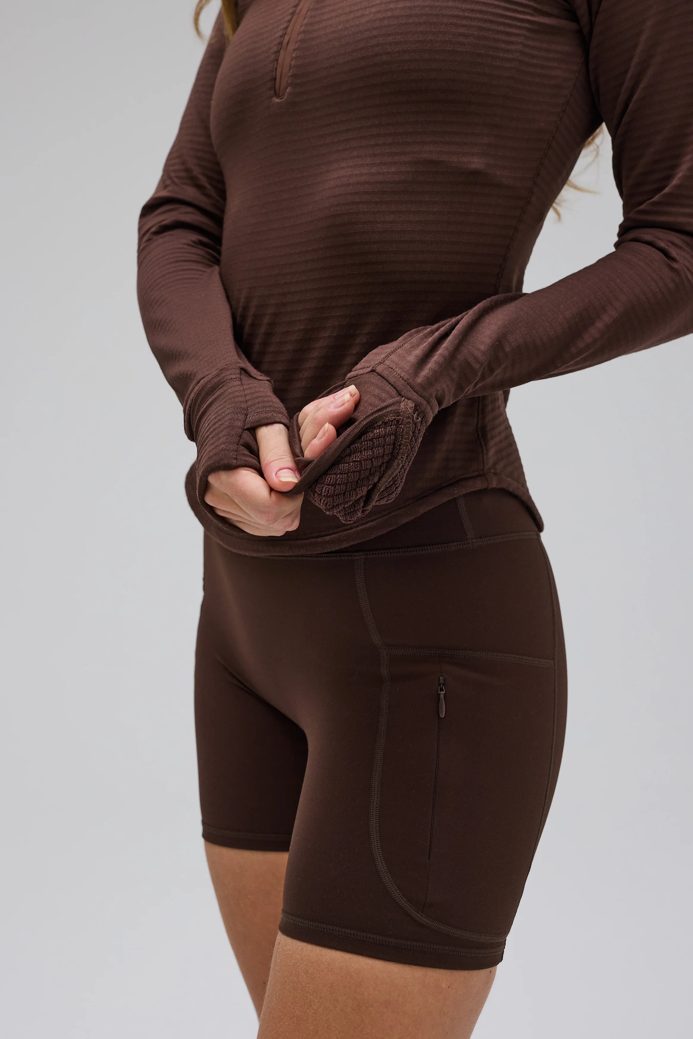 Core Half Zip Long Sleeve - Pecan Brown - Image 7