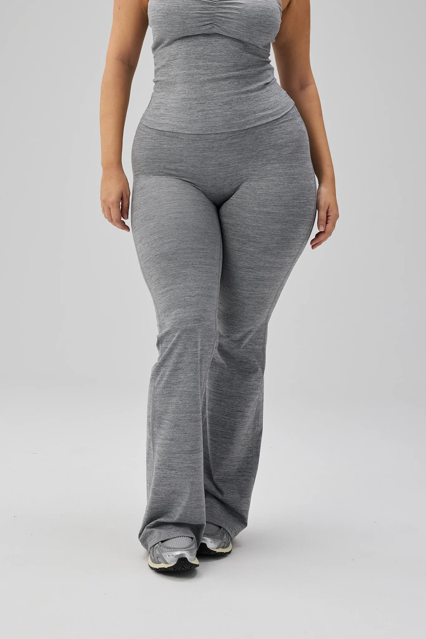 Double Lining Flare Pants - Grey Melange - Image 8
