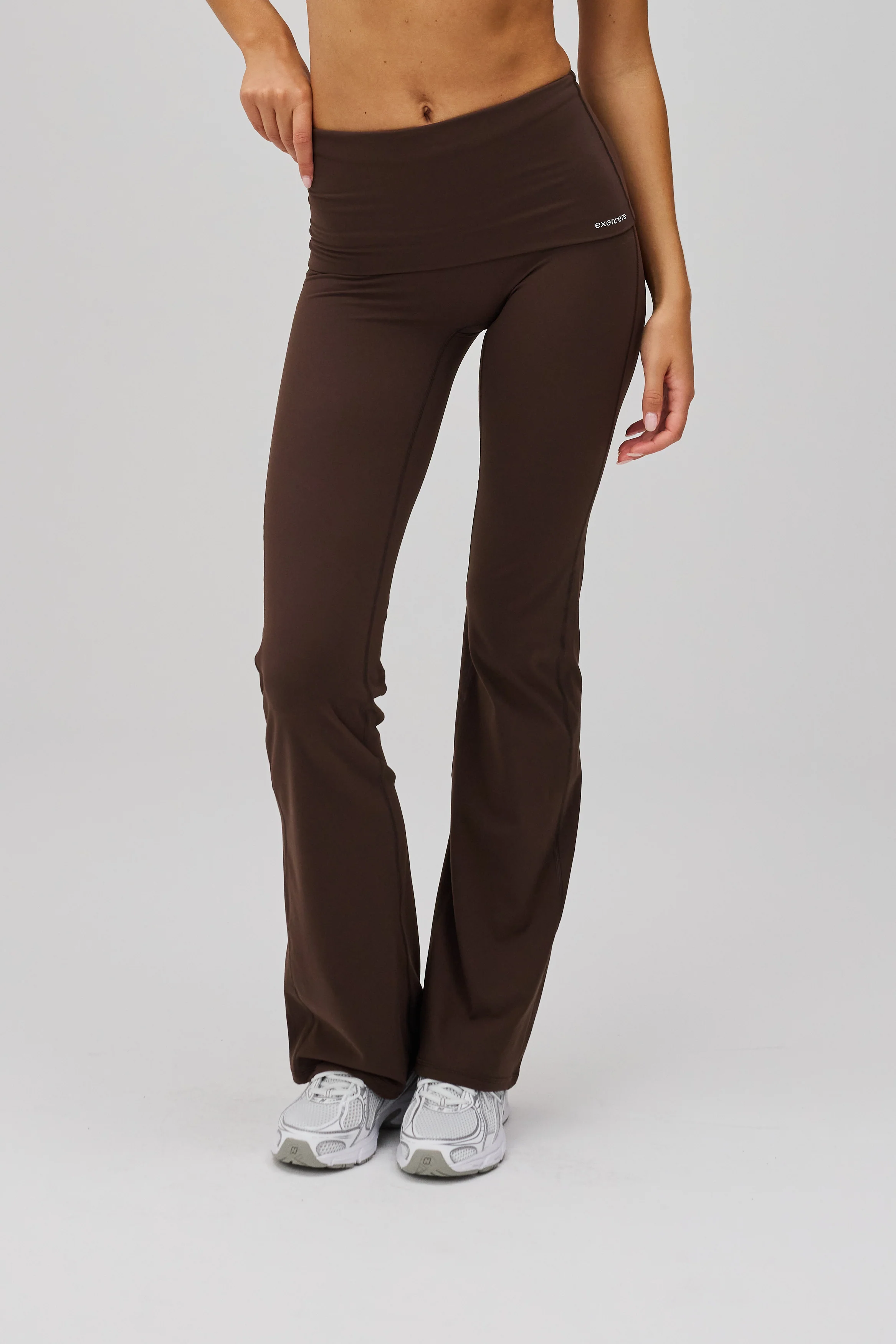 Neaty Fold Over Flare Pants - Pecan Brown