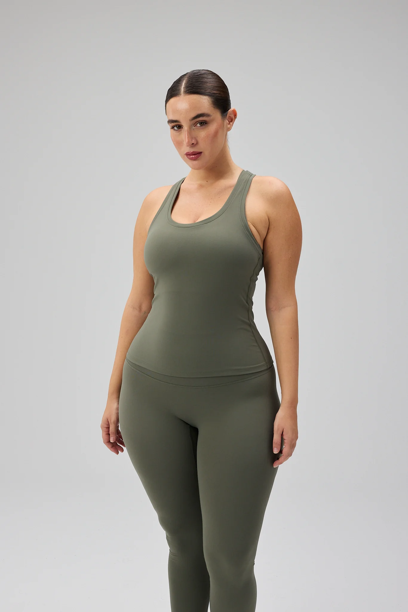 Neaty Racer Tank Top - Olive Green