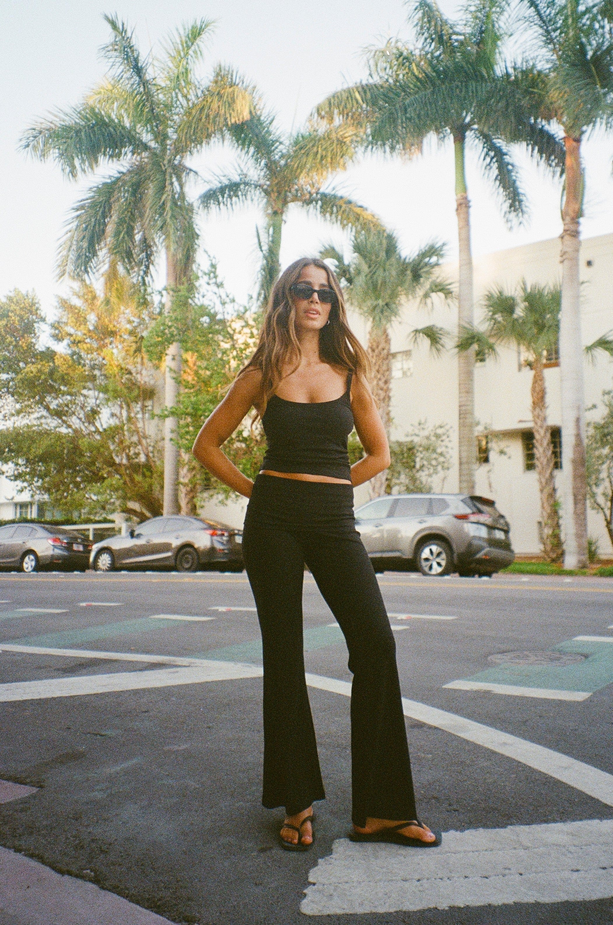 Rib Fold Over Pants - Black - Image 9